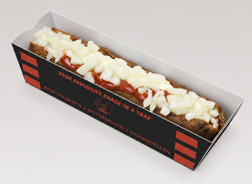 Box of 20 Frikandellen (Dutch Skinless Sausages), 100 grams | Brand: "Black Box Snacks", Price per kg $ 37.47