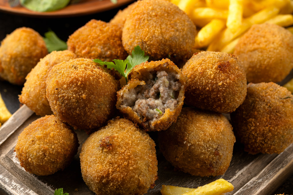 Box 54 Dutch Bitterballen, 32 grams, 30% | Brand: "Black Box Snacks" Price per kg $ 40.02