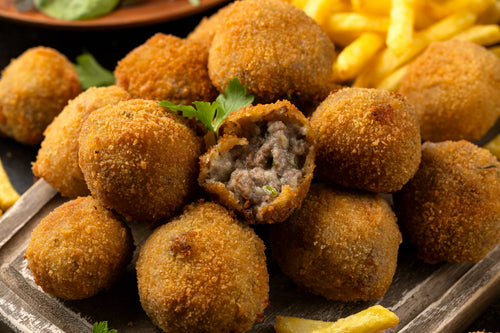 Box 108 Dutch Bitterballen, 32 grams, 30% | Brand: "Black Box Snacks" Price per kg $ 38.09